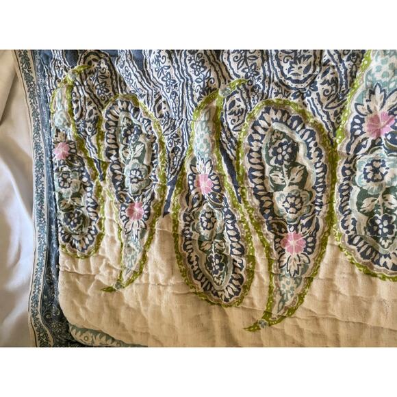 Soft Surroundings Blue White paisley pillow shams set zip close cotton linen - Picture 10 of 10